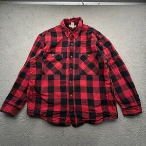 Duluth Trading Co Free Swingin Waffle-Lined Buffalo Check Flannel Shirt Large
